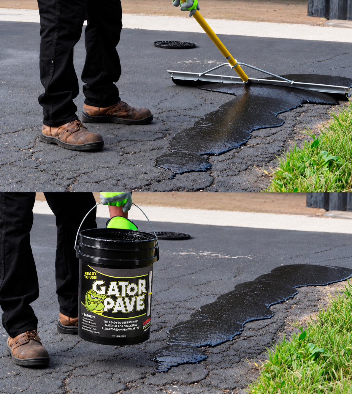 Sellador Gator pave para grietas de piel de cocodrilo